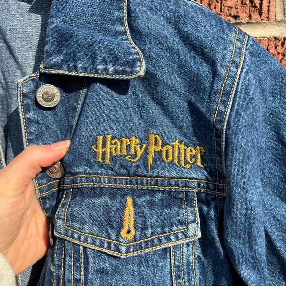 Harry Potter Dark Denim Rhinestone Golden Snitch Kid’s Denim Jacket - Picture 2 of 5